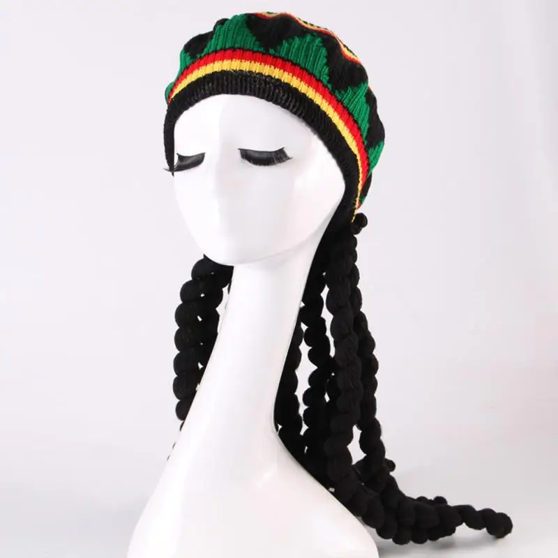 Tigerdoe Rasta Hat With Long Black Lock–Set Of 3–Reggae Hat Vest And Sunglasses–Jamaican Clothing Accessories