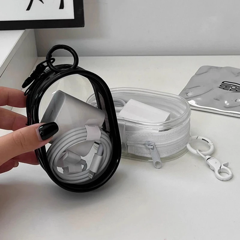 Waterproof Transparent Data Cable Charger Storage Bag Travel Organizer Mobile Phone Protective Bag For Cord And Charger