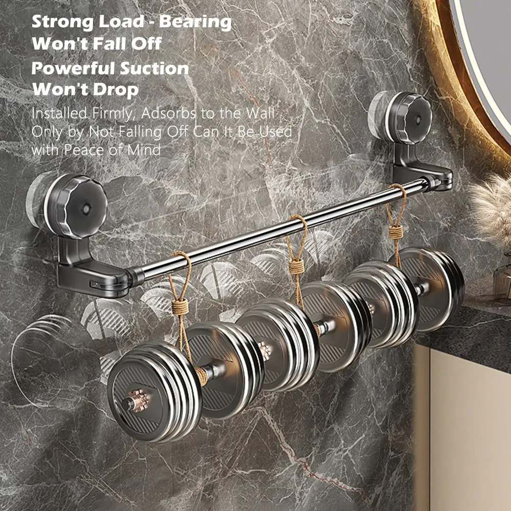 

43-67 см Регулируемая выдвижная вешалка для полотенец на присоске без сверления Съемный держатель для полотенец с одним стержнем Водонепроницаемый пластик