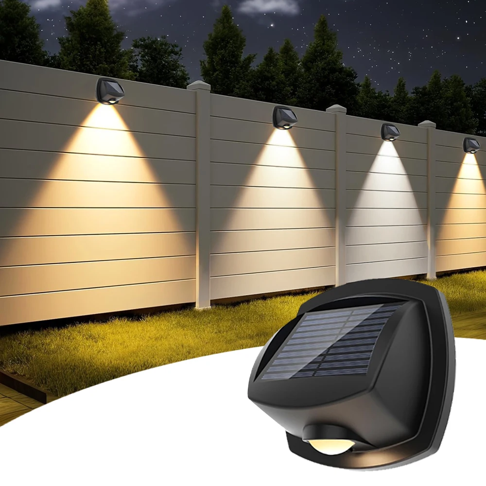 Solar LED Outdoor Wall Light 3 Colors RGBW Waterproof Fence Lamp for Garden Yard Porch Pathway Patio Home Decor