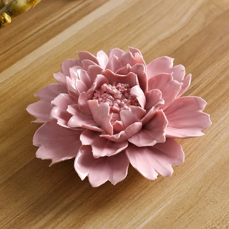 3D Stereo Wall Ceramic Flowers Crafts  Peony Lily  Flower Sticker Decoration Wall Mural Ornaments Background Murals