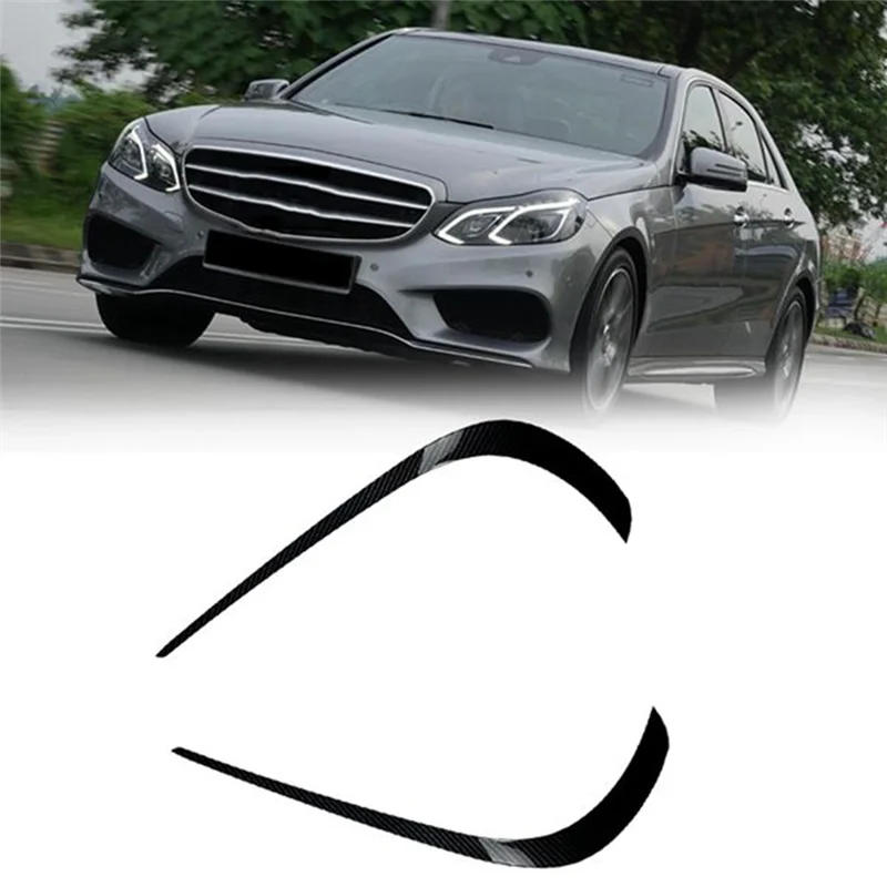 Front Bumper Splitter Spoiler Fog Light Eyebrows Trim for E Class W212 Facelift 2013-2015 Carbon Pattern