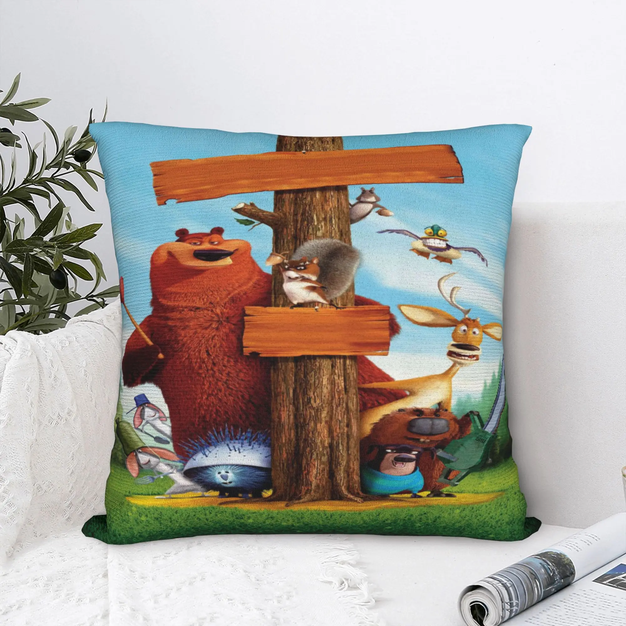 Grizzly And Lemmings  Pillowcase Accessories Printed Cushion Cover  Pillow Covers Bedroom Decor Square Multi-Size