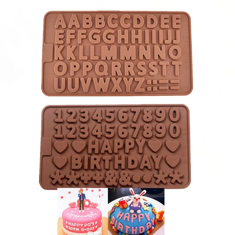 

Beautiful Numbers 3D Silicone Mold with Stick Hole Cookware Dining Bar Non-Stick Cake Decorating Fondant Mold