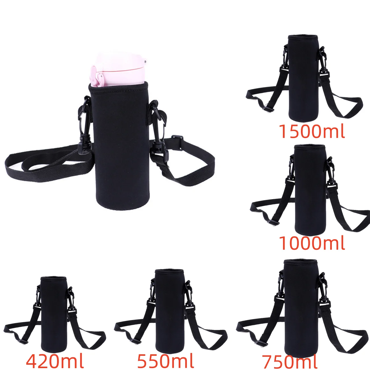 1pc 420-1500ML Sports Water Bottle Case Insulated Bag Neoprene Pouch Holder Sleeve Cover Carrier for Mug Bottle Cup