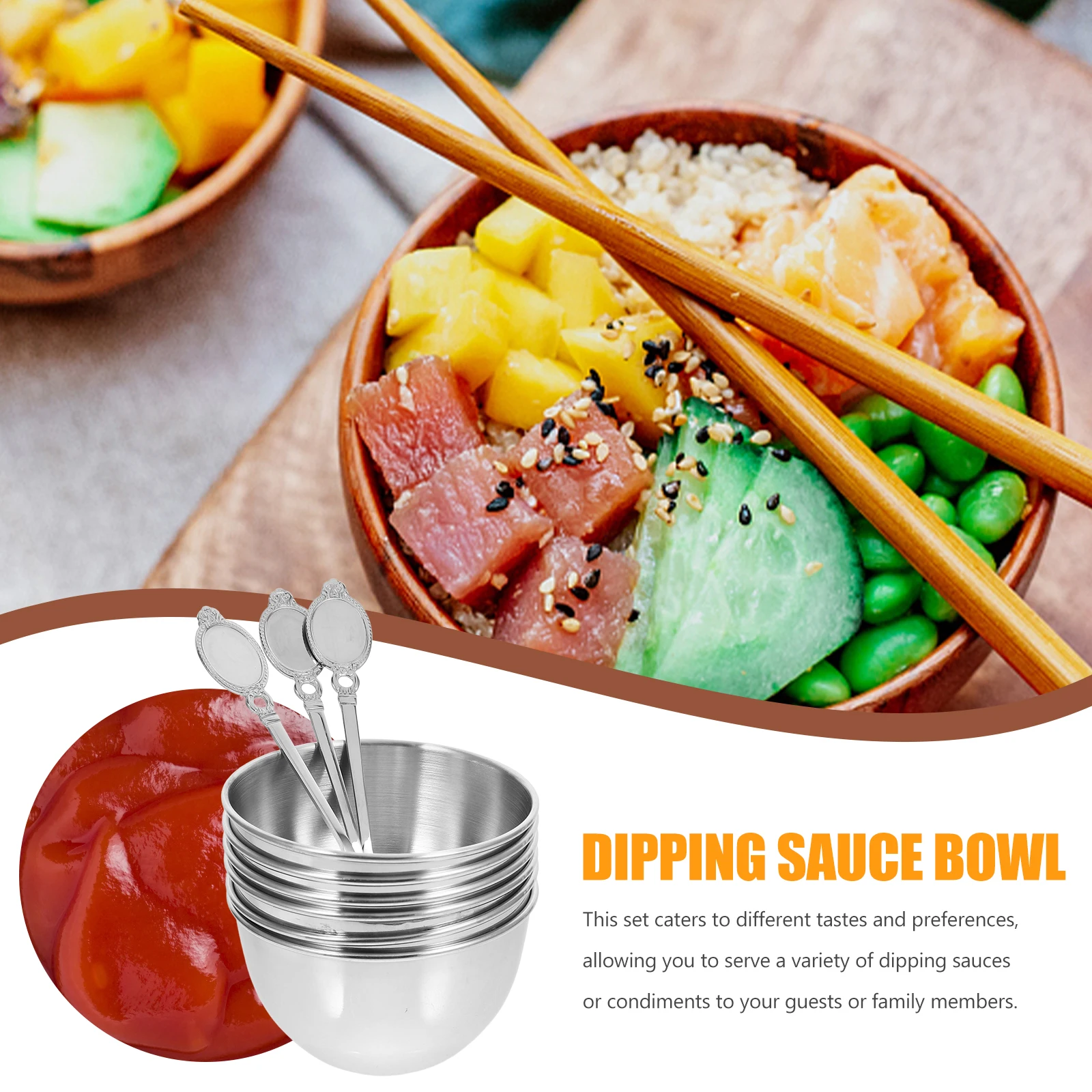 

1 set Stainless Steel Dipping Bowl Set Golden Round Sauce Dishes Appetizer Condiment Holder Kitchen Supply BBQ Sushi for Parties