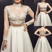 Chaqueta de boda de manga larga de encaje, chaquetas de novia con apliques, Bolero nupcial de cuello alto, accesorios superiores de boda