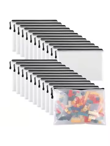 A4 Grid File Bag Plastic Zipper Organizer for Letters Documents Stationery School Office Supplies Storage Bag