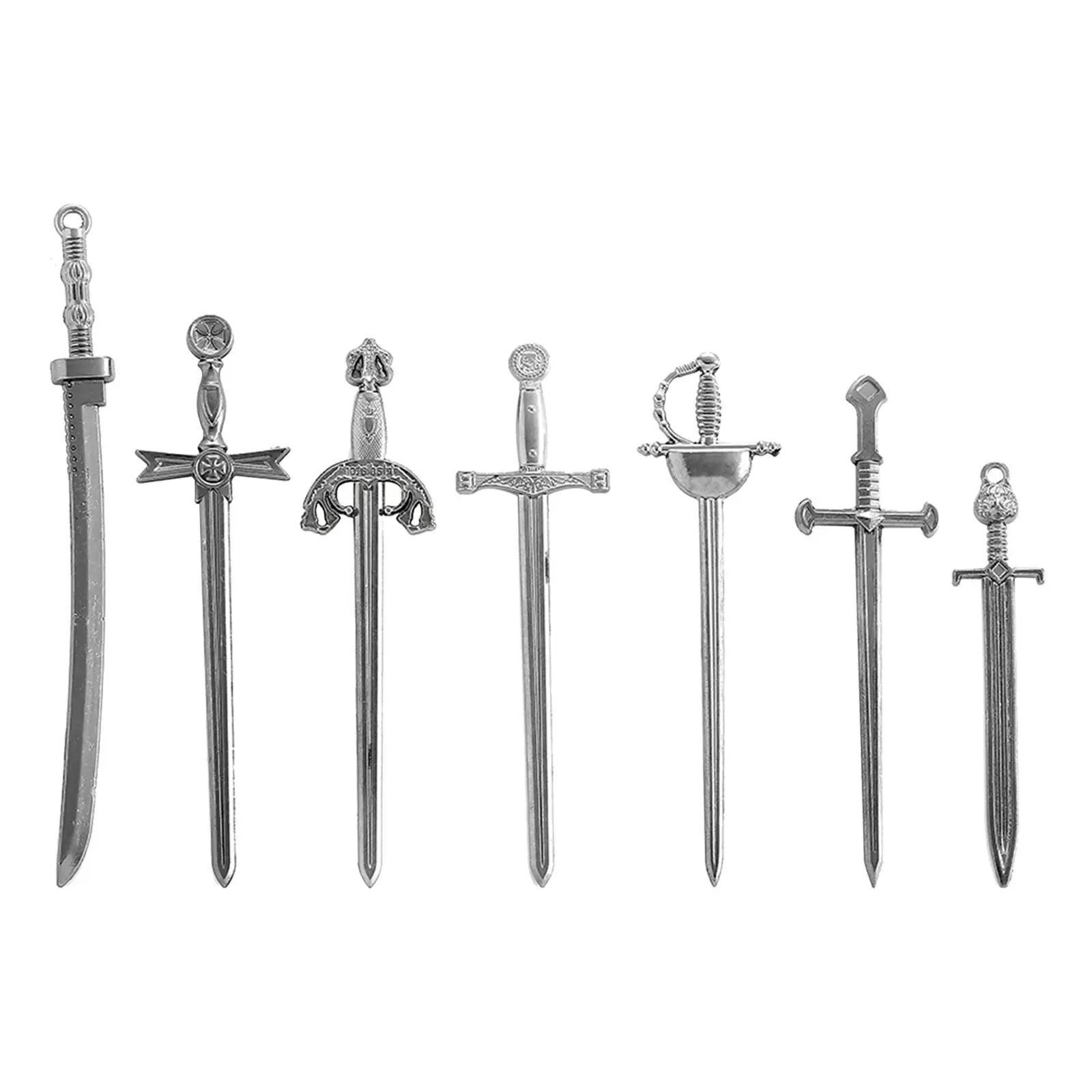 7 Pieces Miniature Sword Pendants Sword Charms,Collection, Long Sword Knife Charms, Antique for Craft Supplies, Earring