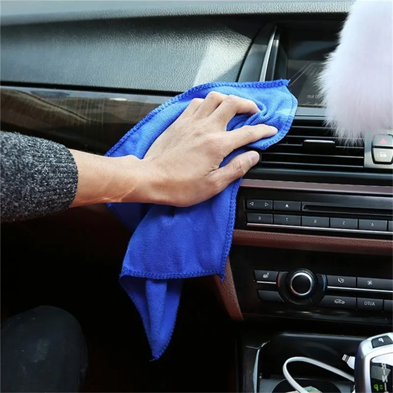 10Pcs Microfiber Car Cleaning Towels Super Absorbent Car Drying Cloth Household Car Care Detailing Hemming Towel Duster Rags