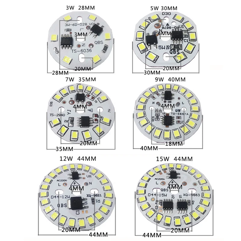 LED COB Chip AC165-265V 3W 5W 7W 9W 12W 15W IP43 LED Beads Smart IC No Need Drive DIY For Spotlight Flood Light Down Lamp