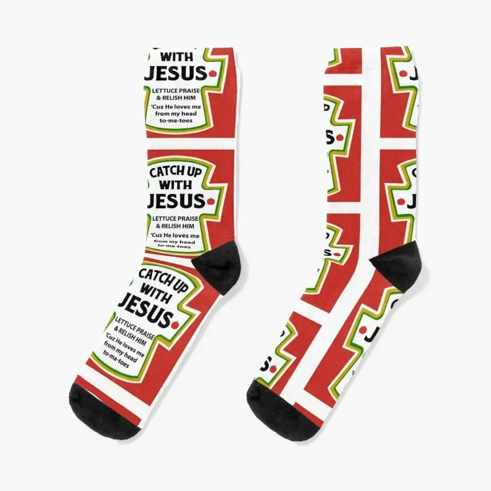 Catch Up With Jesus Socks Novelties soccer anti-slip summer cute Man Socks Women's