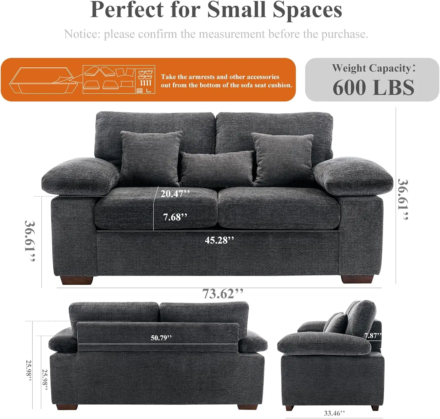 Loveseat Sofa Couch 73