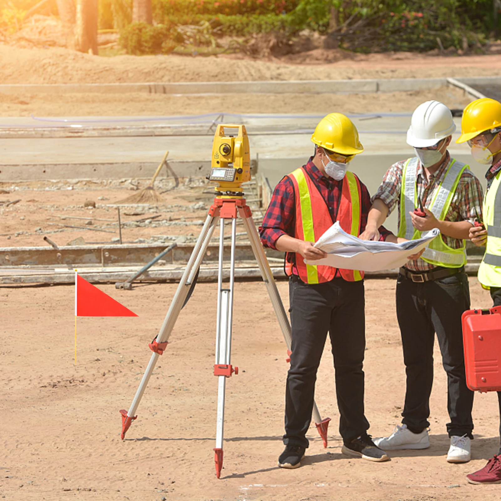 

10pcs Marking Triangular Lawn Garden Supplies Flags For Surveying Construction Sprinkler Irrigation Yard Marker Pole