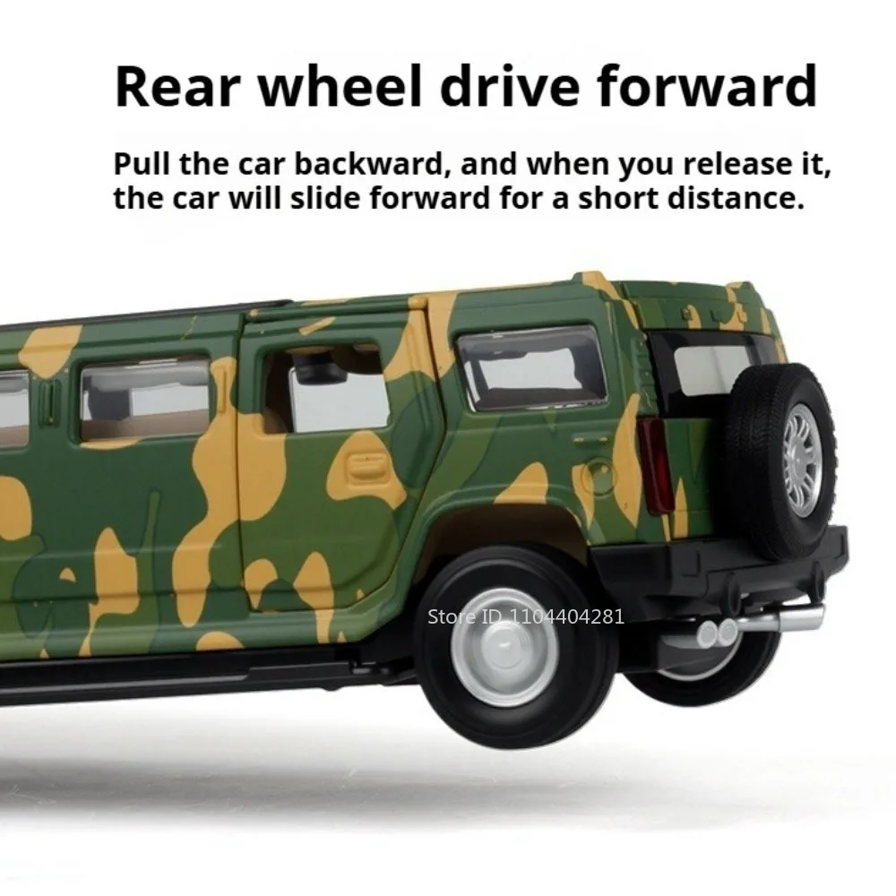 1:32 H2 Drone Launch Vehicle Diecast Alloy Model Toys Car Sound Light Pull Back Doors Opened Military Vehicles Kid's Puzzle Toys