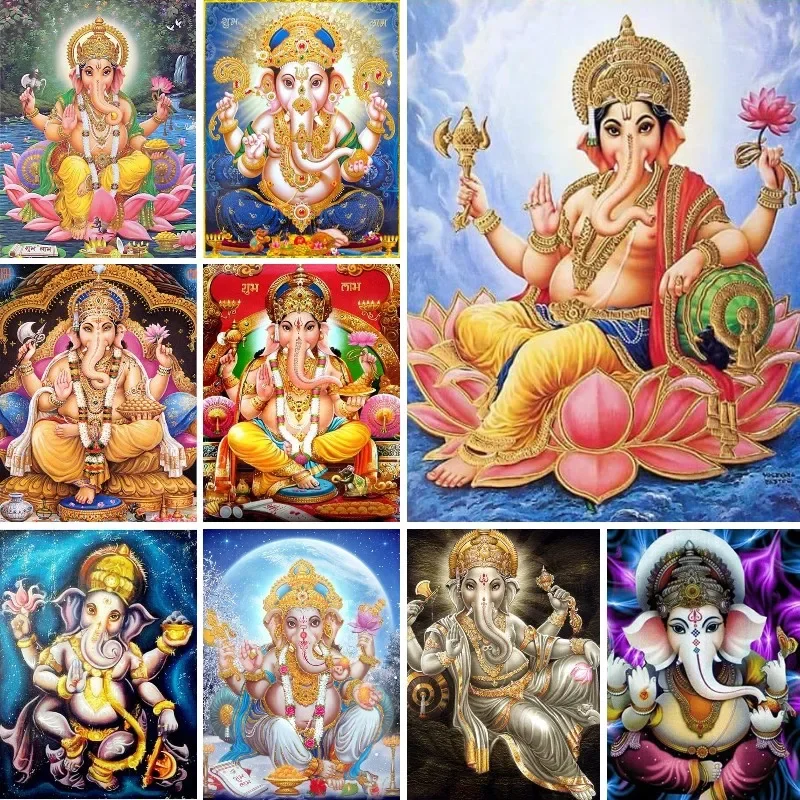 5D DIY Diamond Painting Indian Hindu Devotional Elephant Lord God Ganesha Buddha Religious Cross Stitch Rhinestones New Arrivals