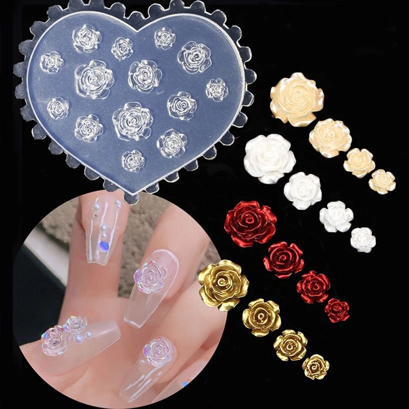 1Pcs Silicone Bow Flower Carved Nail Stickers Nail Accessories Nail Enhancement Molds Nail Art Design