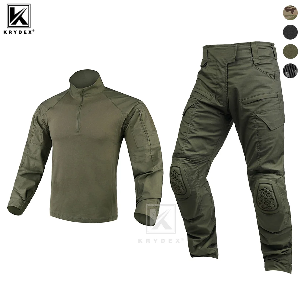 

KRYDEX Gen4 Combat Uniform Hunting Tactical Men‘s Shirt & Pants Suit Kit Camo Ranger Green Outdoor Camouflage Clothing