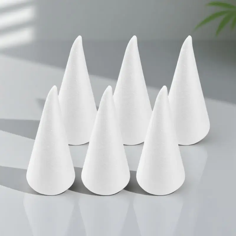 

24cm Cone Ring Holder 6pcs White Craft Ornament DIY Cone Activity Mosaic Wedding Mold Florist Art Decoration Kit