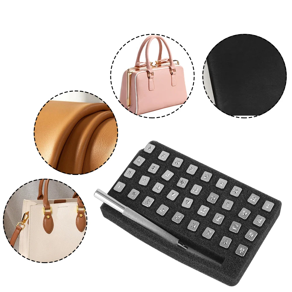 Alphabet Stamping Kit Leather Stamping Tool Leather Crafting Tool 26 Capital Letter +10 Number Stamp Punch Set DIY Accessories