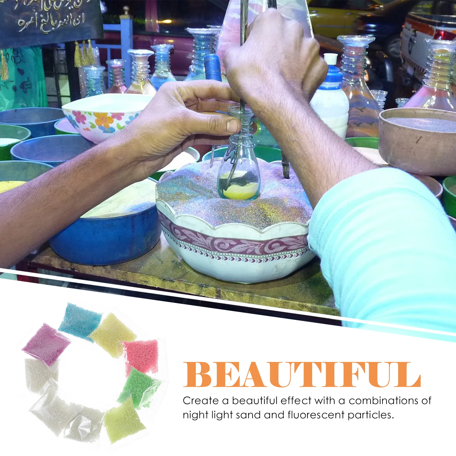 

9Pcs Reusable Luminous Sand Glow in The Dark for Wishing Bottles Vases Jewelry Making Party Activities Luminous Sand