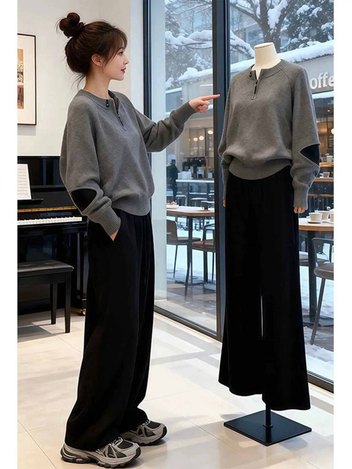 

ay Loose Knitted Sweater Women's Sle 2026 New Winter Korean Lazy Versatile High-End Feeling Top f Zipper Casual Faion