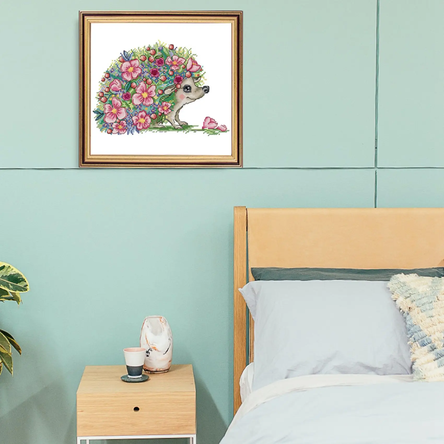 Cross Stitch Kits Stamped For Adults Beginner Kids 11CT DIY Embroidery Needlework Kit - Beautiful Hedgehog 38X27cm