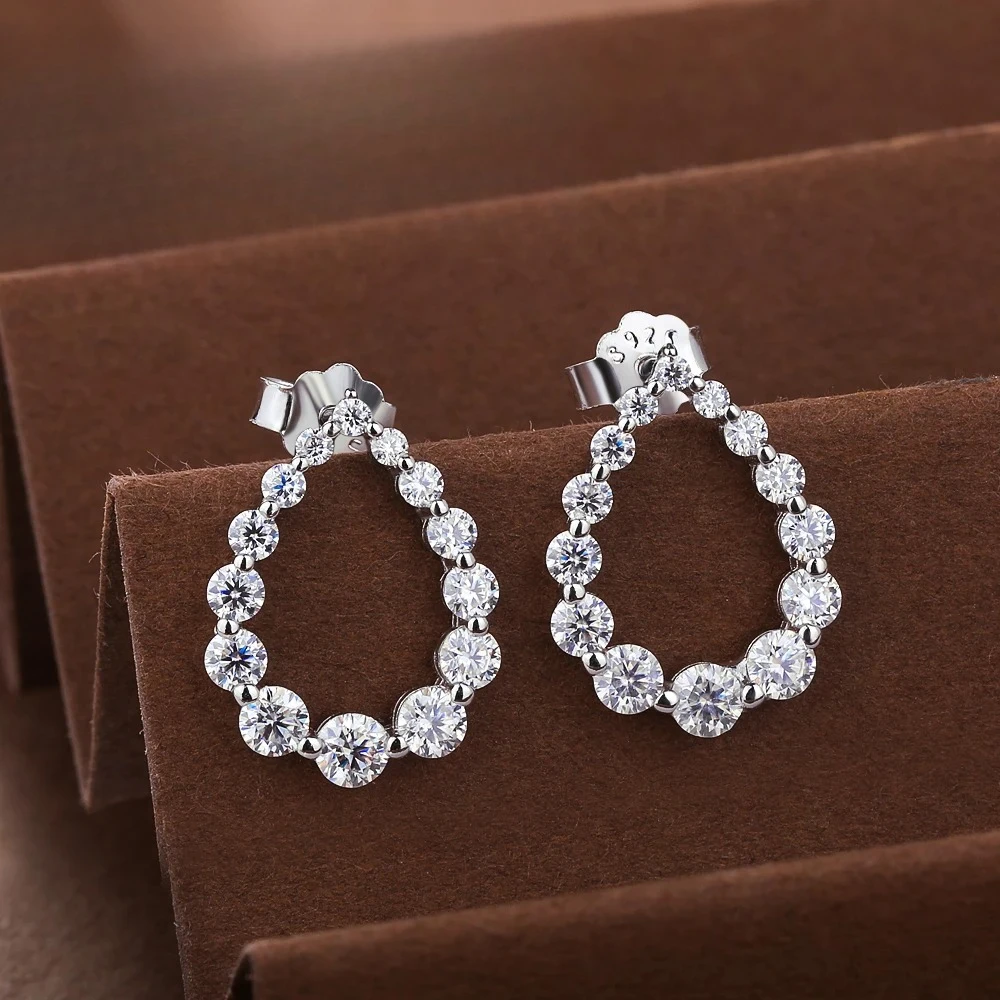 

Full Moissanite Waterdrop Diamond Stud Earrings Women S925 Silver Plated 18k Gold White Hollow Teardrop Eear Studs Fine Jewelry