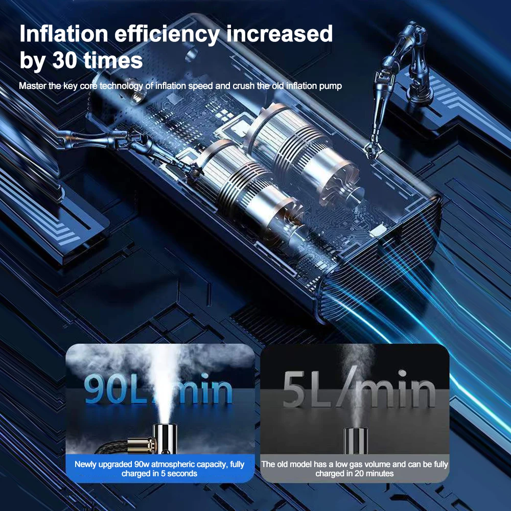 سيارة صغيرة لاسلكية قابلة للشحن مضخة هواء منفاخ لإطارات السيارة ضاغط محمول منفاخ إطارات رقمي للسيارات دراجة نارية دراجة كرات