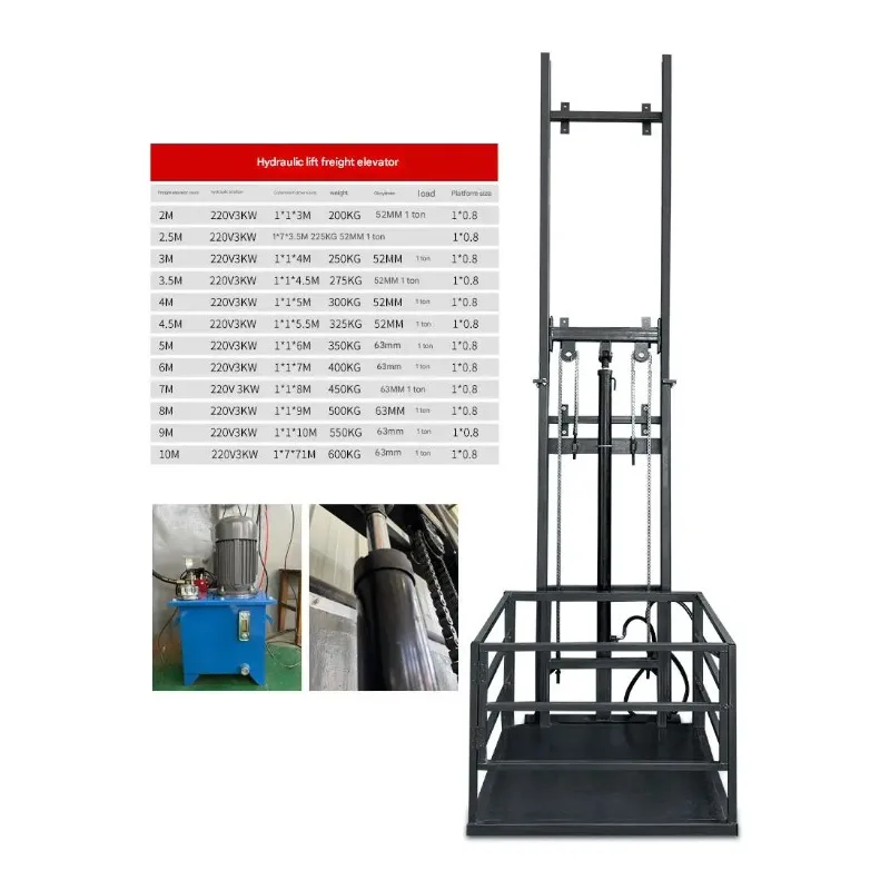 Factory Direct 2026 Residential Home Lift Small Elevator 500KG 800KG Hydraulic Electric Compact Low Noise Safe Durable 2-12M Hei