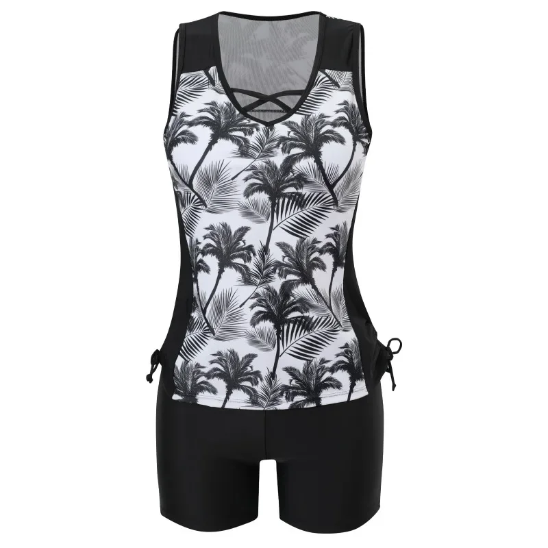 Women\'s Bathing Suit Flower Print  Halter Neck Tankini Set Summer Beach Wear Cute Swimwear Women Swimsuit Sexy Bikini Beachwear