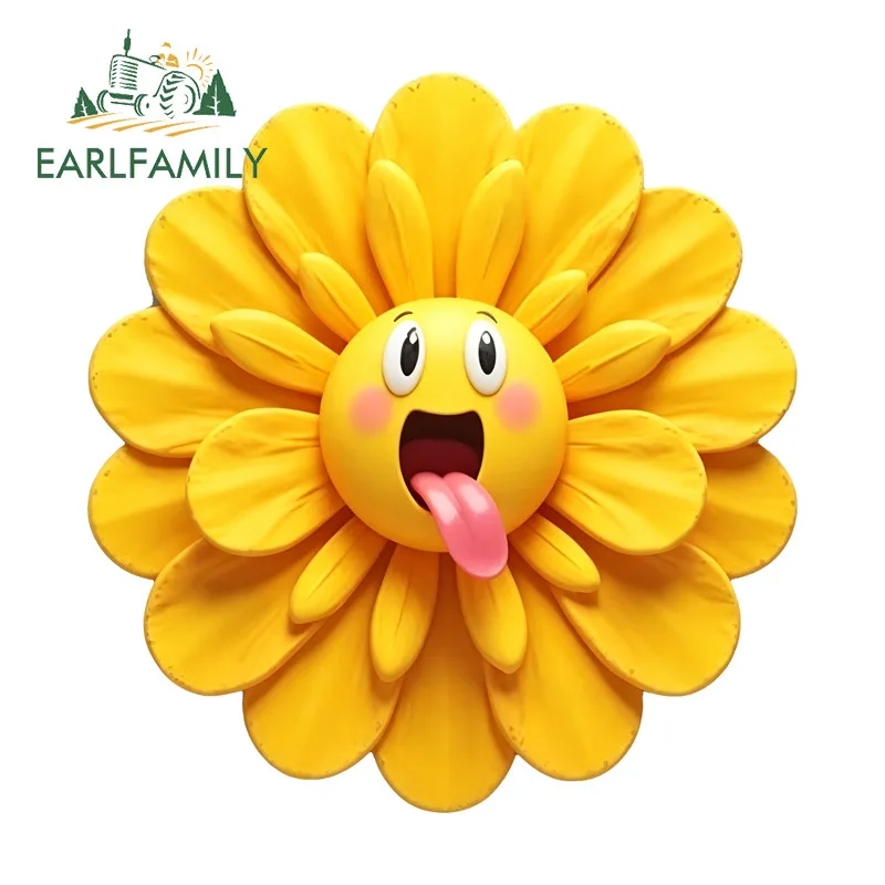 EARLFAMILY Colorful Daisy Emotion Reflective Car Stickers Motorcycle Automobile Hood PVC Decal Scratch-Proof Car Accessories