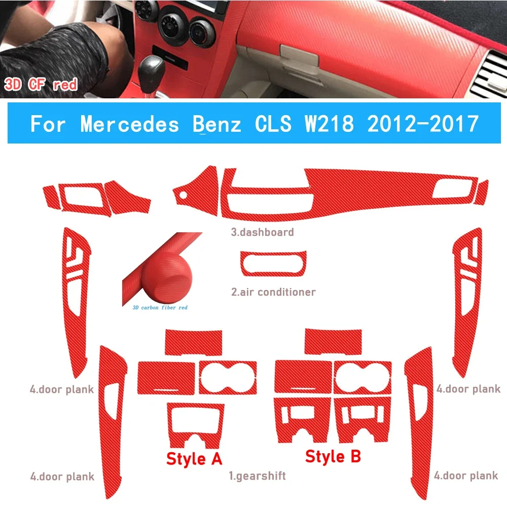 Car-Styling Carbon Fiber Car Interior Center Console Color Change Molding Sticker Decals For Mercedes Benz CLS W218 2012-2017