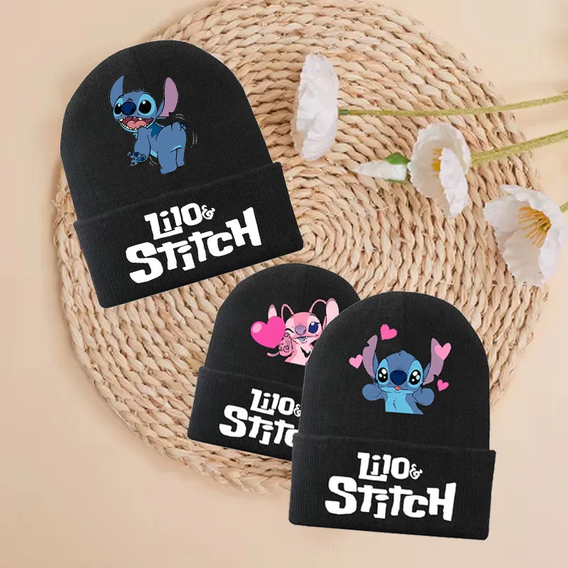 

Cartoon Disney Lilo & Stitch Children's Beanies Knitted Hats New Autumn Winter Hat Cute Kids Knitted Warm Kids Beanie Casual Hat