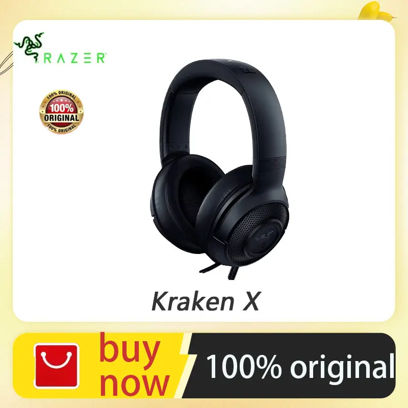 Razer Kraken X Essential Gaming Headset 7.1 Surround Sound Headphone Bendable Cardioid Microphone 40mm Driver Unit Headphones