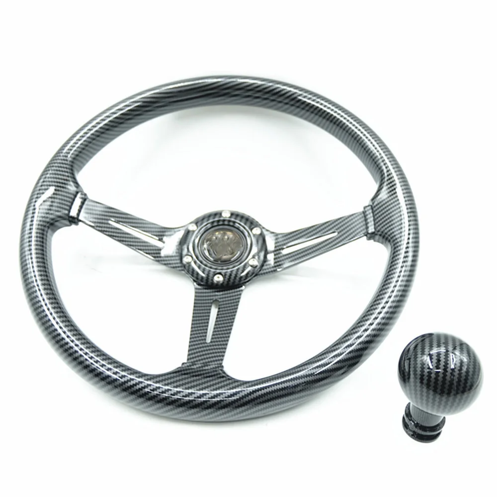 350MM 14Inch ABS Carbon Grain Racing Steering Wheel Deep Concave Circular Drift Steering Wheel Accessories Universal