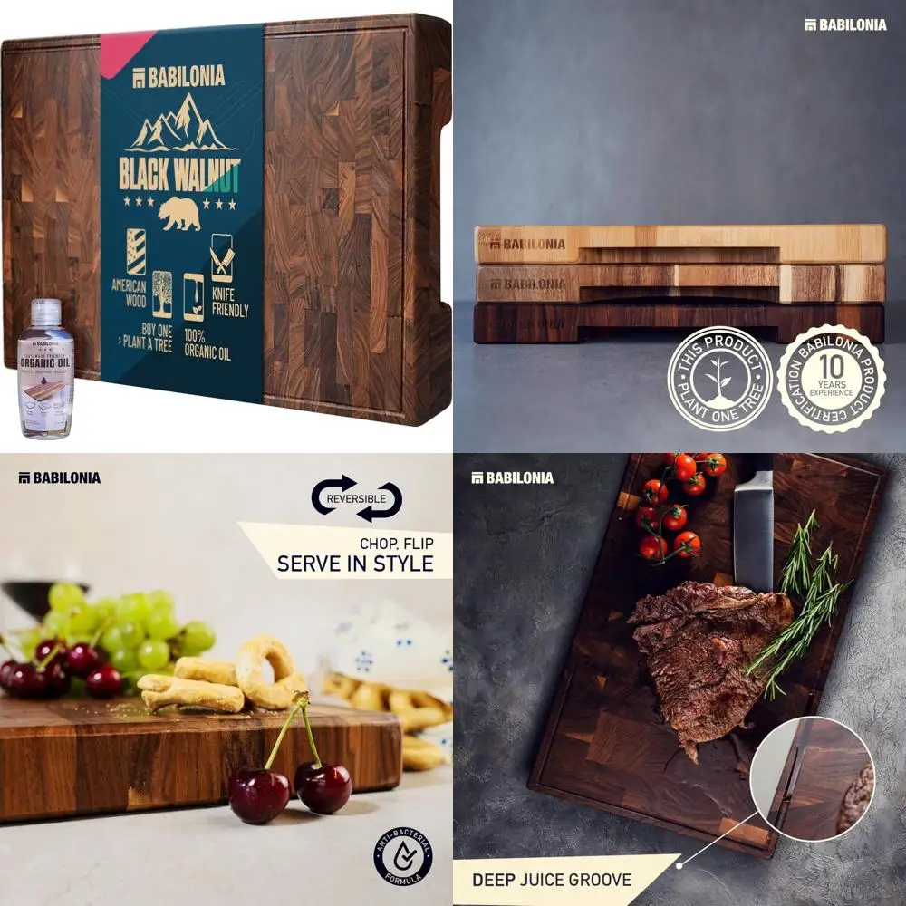 

Thick 1.7 Inch Premium End Grain Wood Cutting Board - Heavy Duty Butcher Block for Professional Use