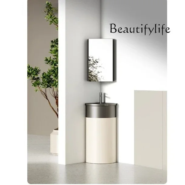 

Q Ceramic triangular column basin small apartment integrated floor-to-ceiling washbasin bathroom balcony corner vertical