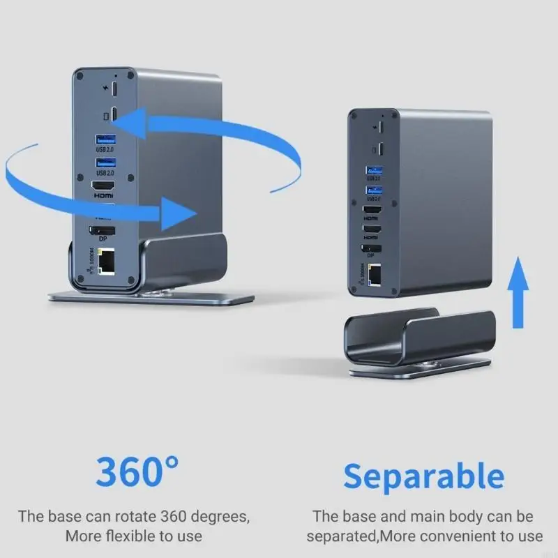 

96GE Versatility USB C Laptop Docking Station, 15Ports Including HDTV , VGA, Double PD100W, RJ45 Port 4K 60Hz Display