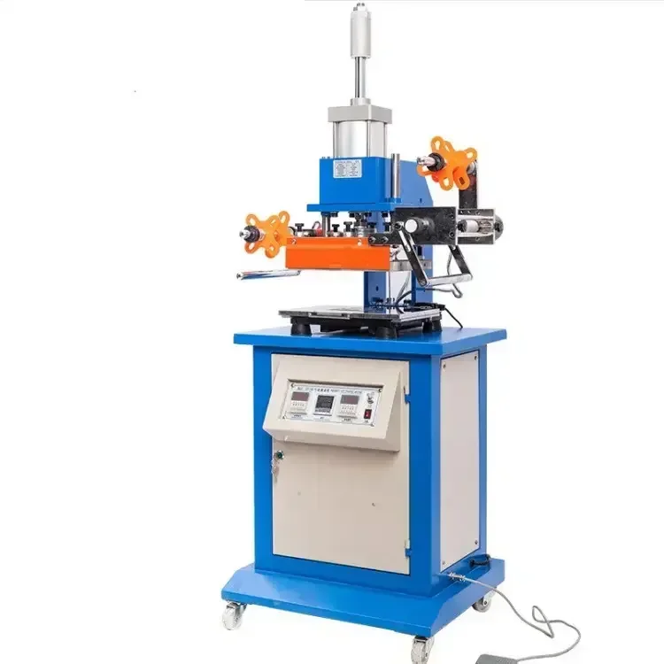 Pneumatic Leather Logo Embossed Automatic Plate Hot Stamping Machine For Fabric labels Silk Ribbon Taffeta Satin Leather PVC