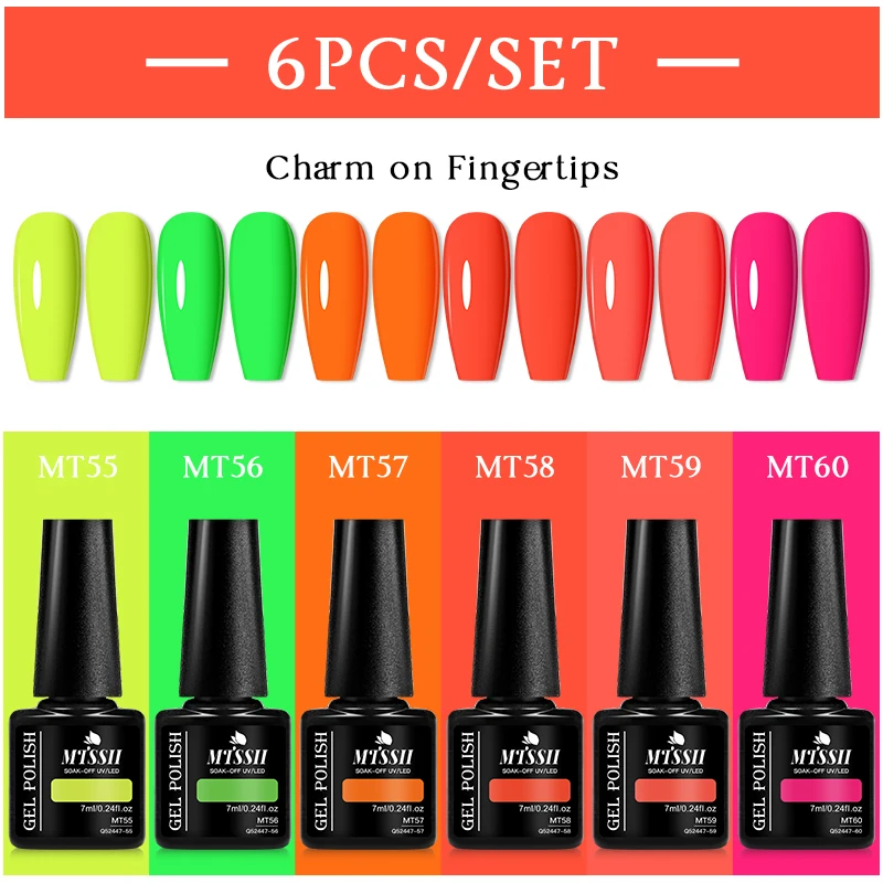 MTSSII 6 pz/set Set di smalti gel colorati per unghie Gel UV semipermanente LED Kit di vernici per nail art per forniture per unghie manicure