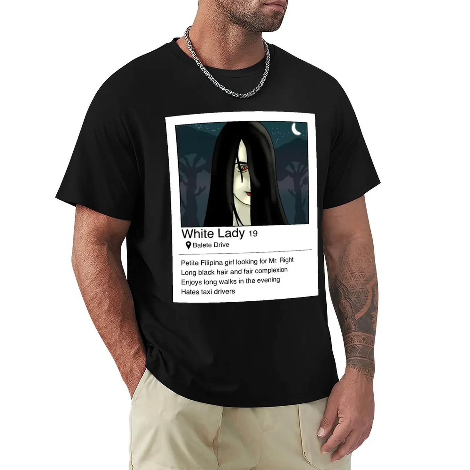 Enchanting Filipina White Lady Urban Legend Design T-Shirt Fashion Print Casual Short Sleeve