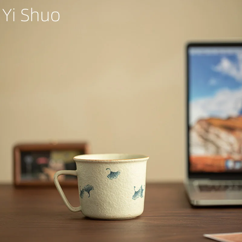 

Чистая ручная работа, синяя и белая красная кофейная чашка, чайная чашка с ручкой, чашка для воды, керамическая чашка для домашнего использования