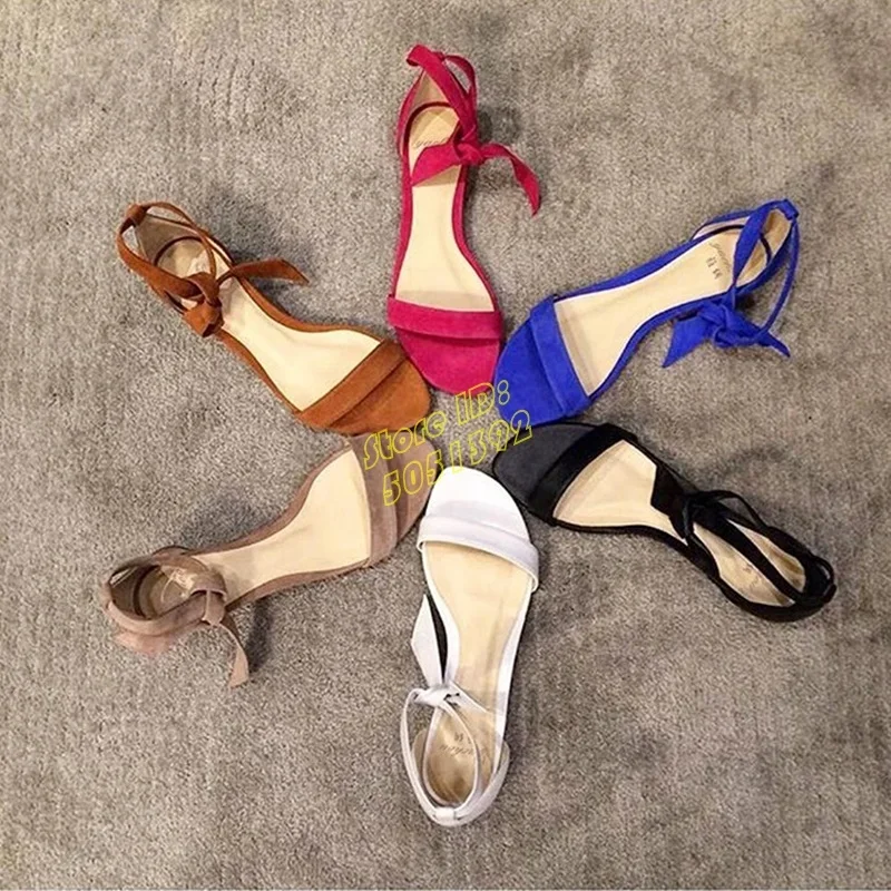 Leather Knot Stiletto High Heel Sandals White Red Black Open Toe Handmade New Arrivals Classic Women Summer Shoes Solid Tie Up - view 6