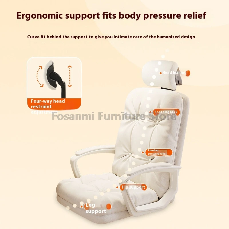 Modern Office Computer Chair with Wooden Legs Elegant Home Vanity Chairs Ergonomic Double-padded Seat Backrest Soft Gaming Chair