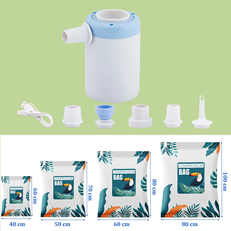Portable Air Pump Vacuum Storage Bag Electric Wireless Rechargeable Inflator for Mattress Bed Swim ring Camping Suction Pump