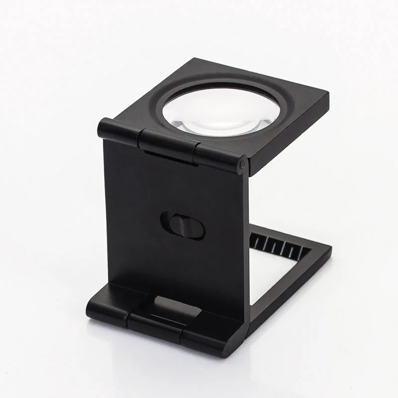 10X Foldable Magnifier All Metal Two Led Light Illumination Cloth Mirror Printing Paper Dot Textile Scale Magnifying Glass