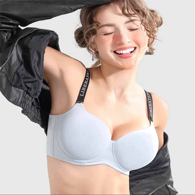 Seamless bra for women plus size big bust push-up anti-sag Thin mini full cup bra cover