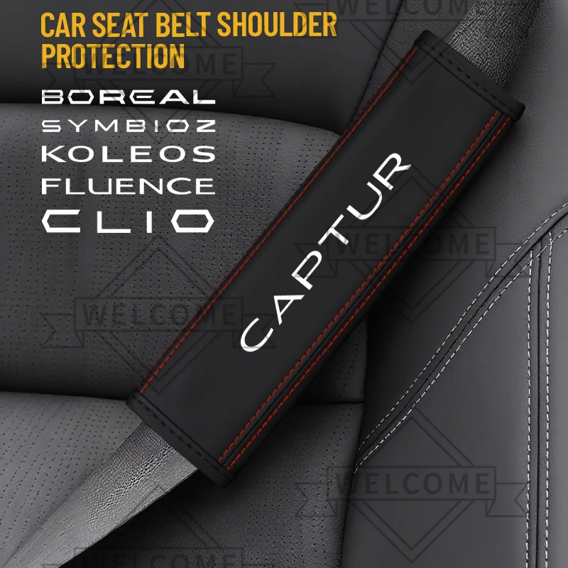 2 pçs para boreal symbioz koleos captur fluence emblema logotipo alpino couro cinto de segurança do carro ombro capa almofadas decoração interior