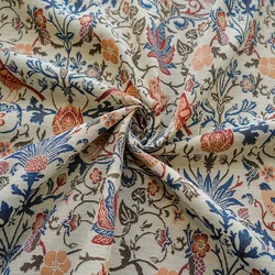 Flowers and Birds Light Coffee Color Yarn Dyed Jacquard Fabric Thick Stiff Retro Women's Dress Making Fabric